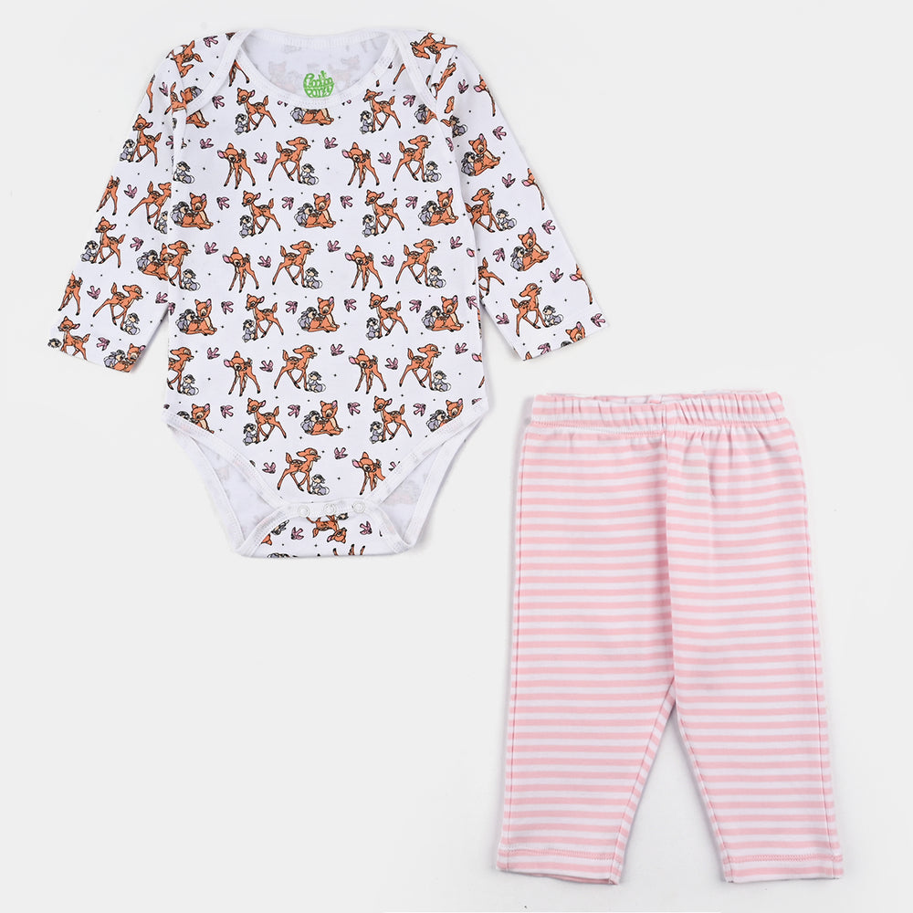 Infant Girls Cotton Interlock Bambi 6 Piece Set-White
