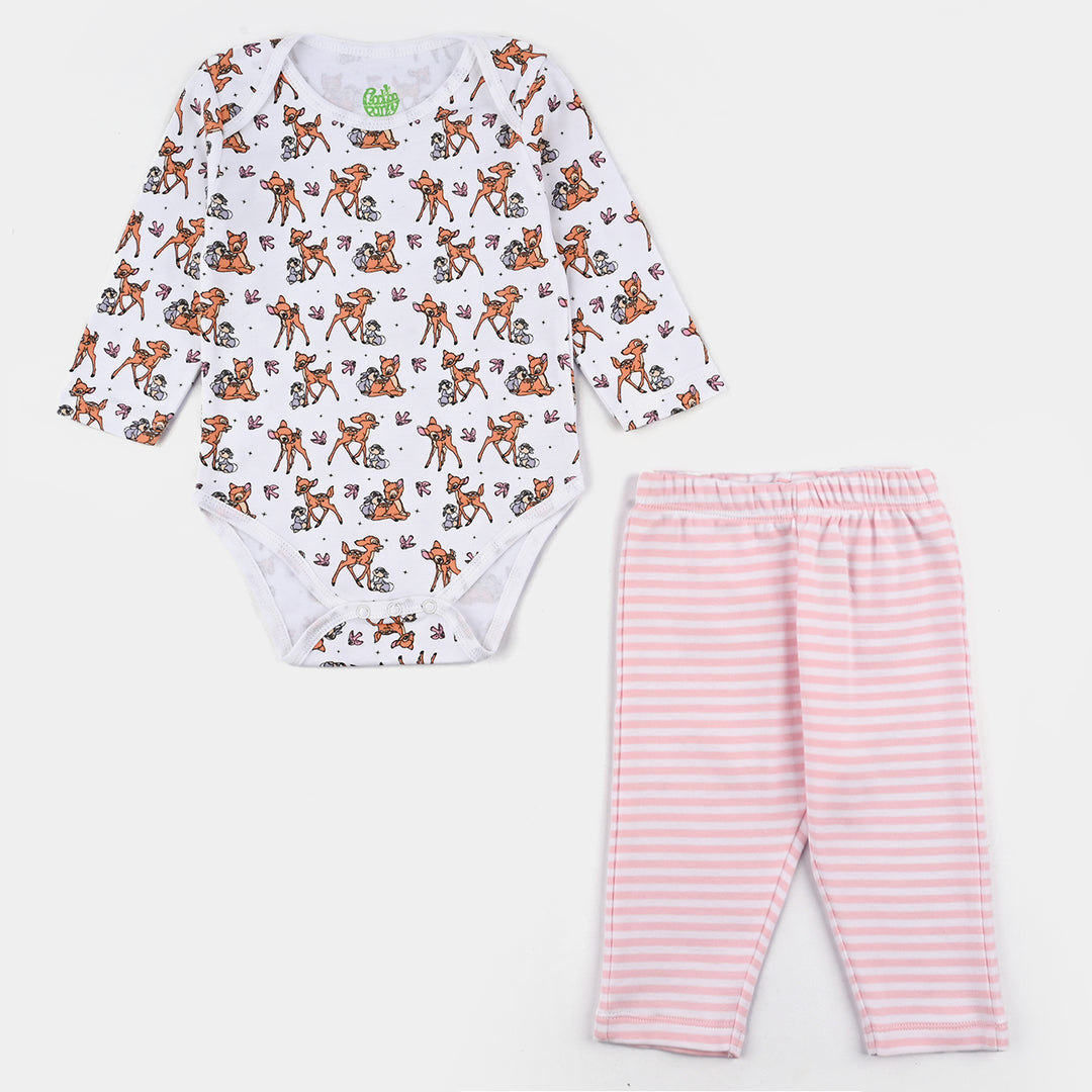 Infant Girls Cotton Interlock Bambi 6 Piece Set-White