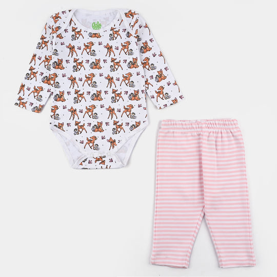 Infant Girls Cotton Interlock Bambi 6 Piece Set-White