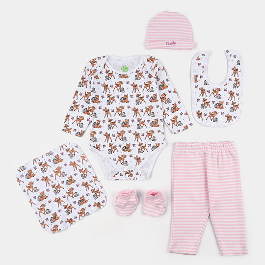 Infant Girls Cotton Interlock Bambi 6 Piece Set-White