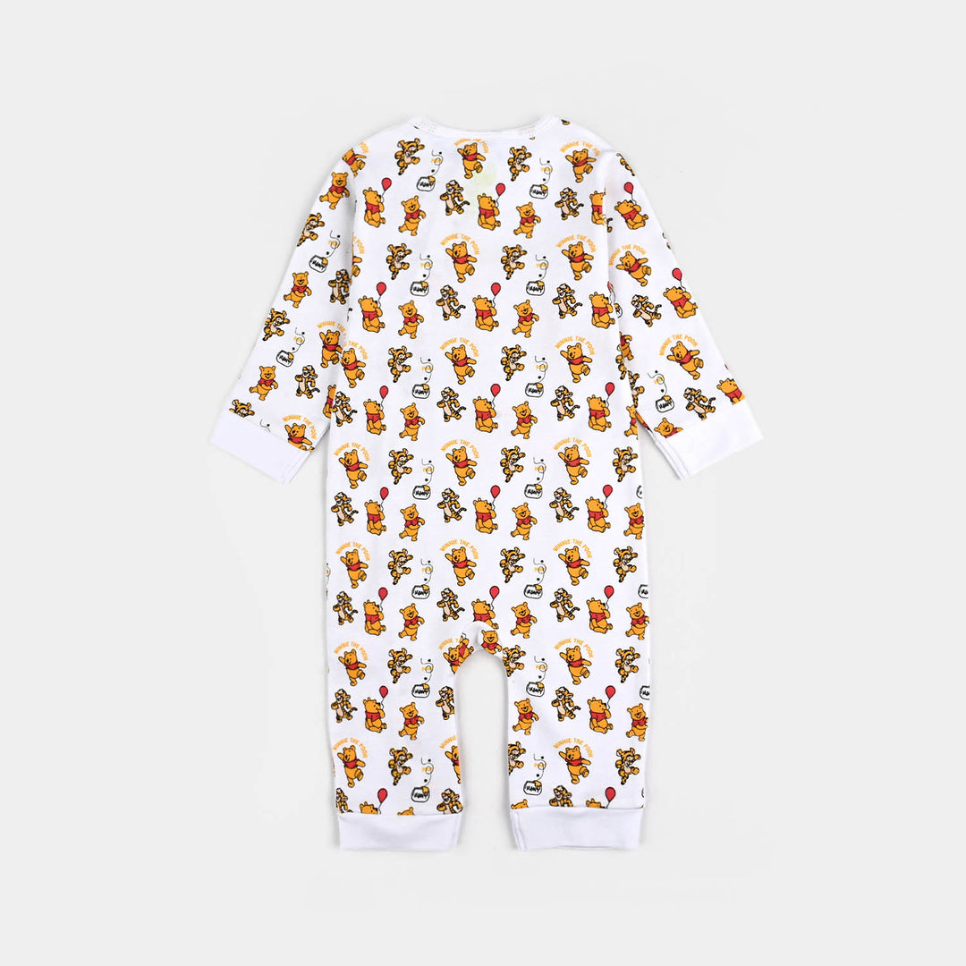 Infant Boys Cotton Interlock Romper F/S-White