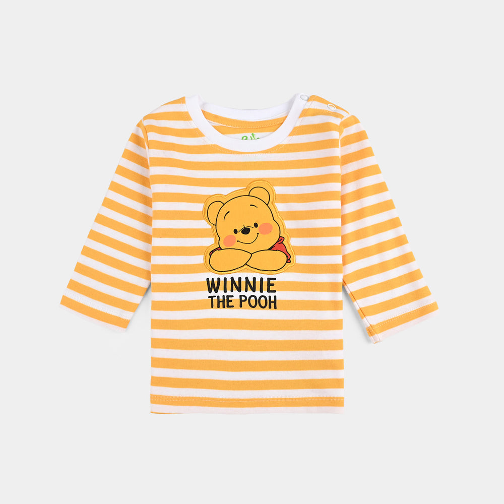 Infant Boys Cotton Interlock Pyjama + Tee F/S-White/Yellow Stripe