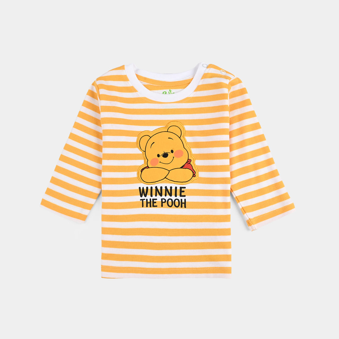 Infant Boys Cotton Interlock Pyjama + Tee F/S-White/Yellow Stripe