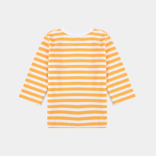 Infant Boys Cotton Interlock Pyjama + Tee F/S-White/Yellow Stripe