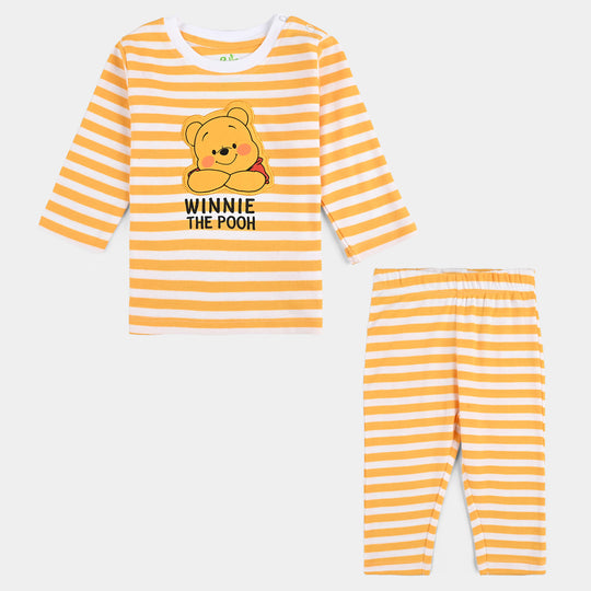 Infant Boys Cotton Interlock Pyjama + Tee F/S-White/Yellow Stripe
