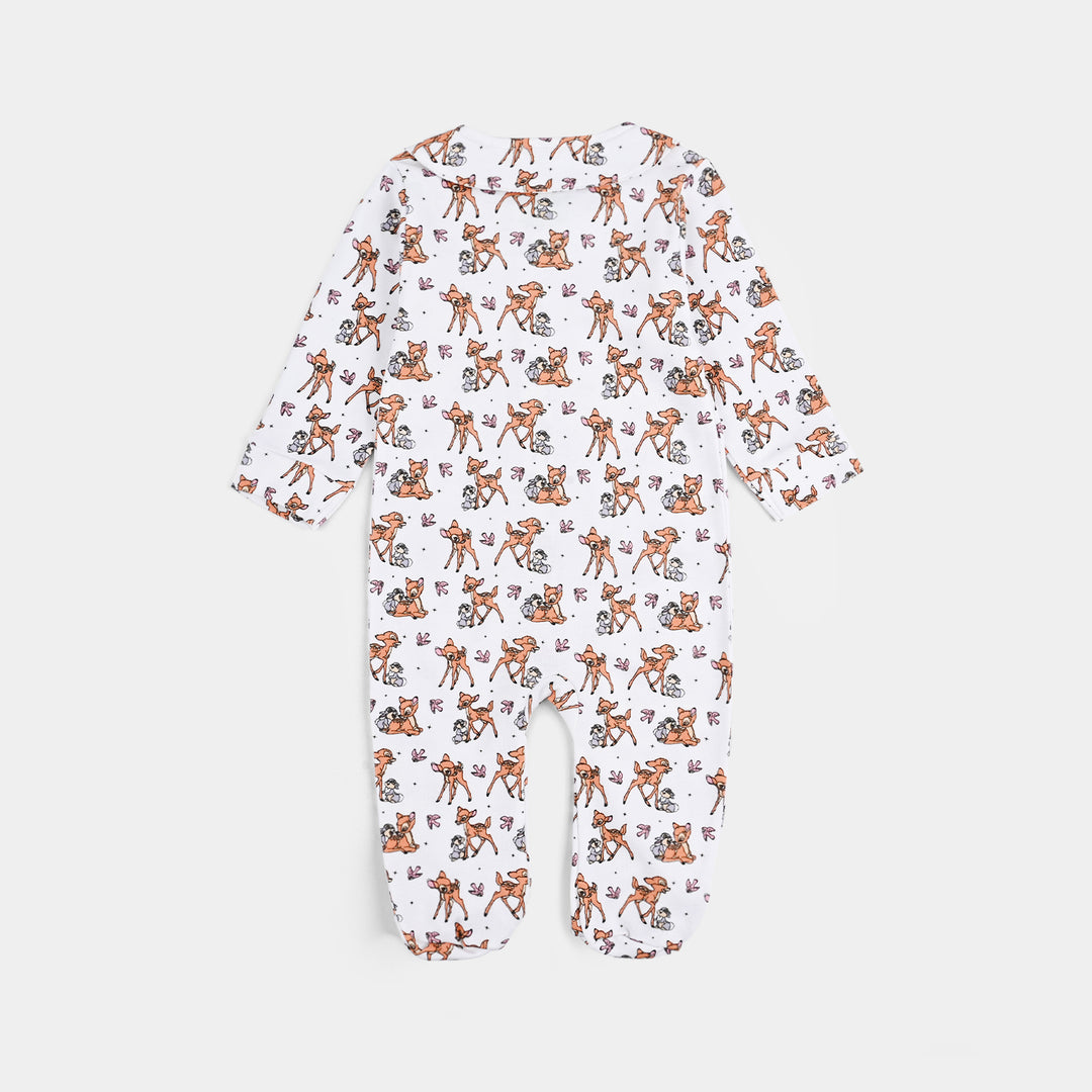 Infant Girls Cotton Interlock Romper F/S Bambi White