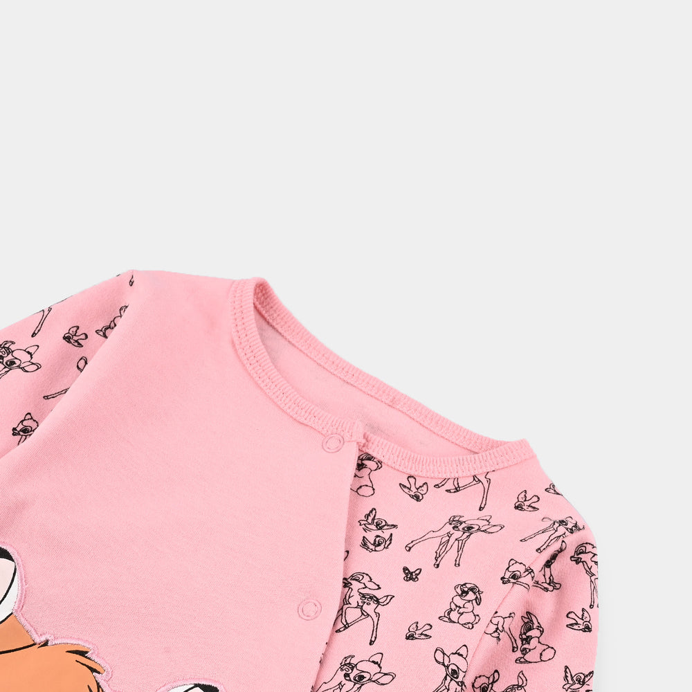 Infant Girls Cotton Interlock Romper F/S Bambi- Pink