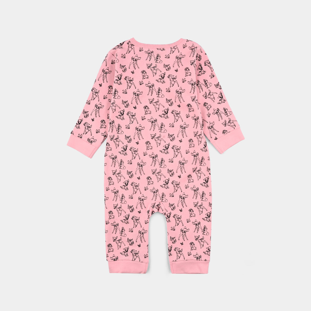 Infant Girls Cotton Interlock Romper F/S Bambi- Pink