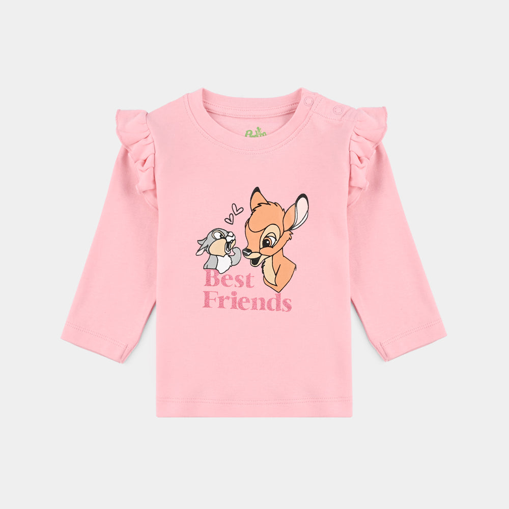 Infant Girls Cotton Interlock Pyjama + Tee F/S Bambi - Pink