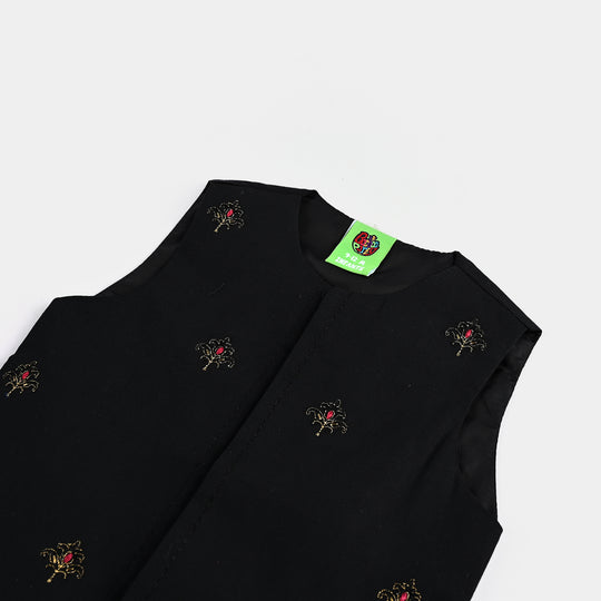 Infant Boys Cotton Poplin Waistcoat EMB - BLACK