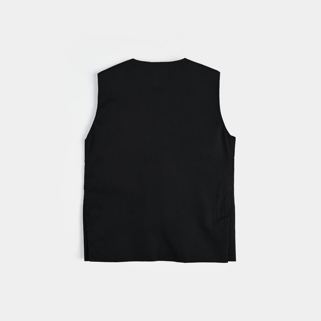 Infant Boys Cotton Poplin Waistcoat EMB - BLACK