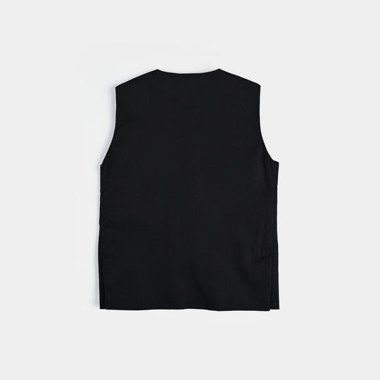 Infant Boys Cotton Poplin Waistcoat EMB - BLACK
