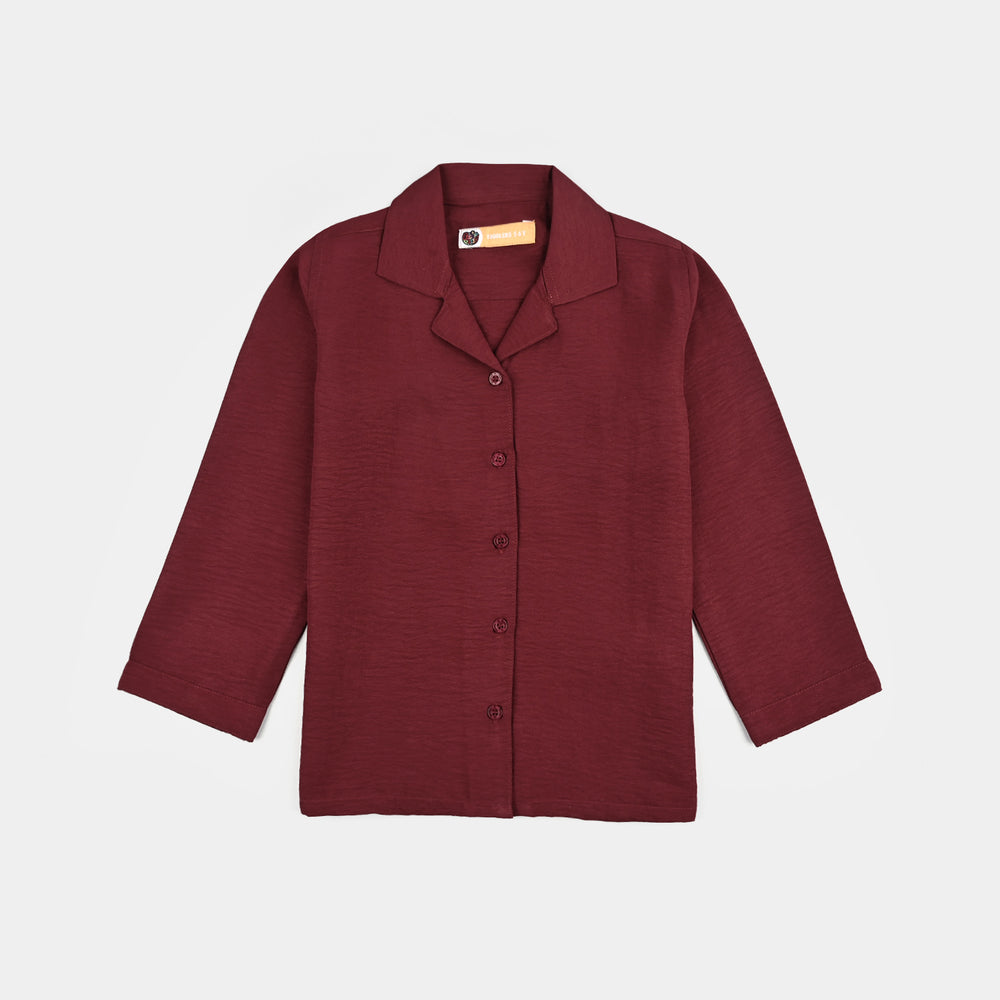 Girls Viscose Woven Nightwear-Basic-Red