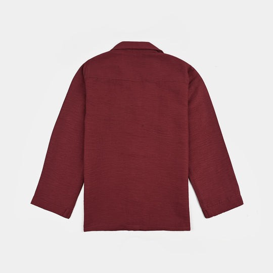 Girls Viscose Woven Nightwear-Basic-Red