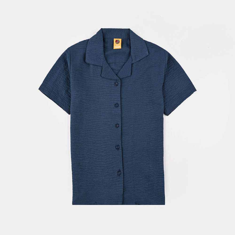 Girls Viscose Woven Nightwear -Basic-BLUE