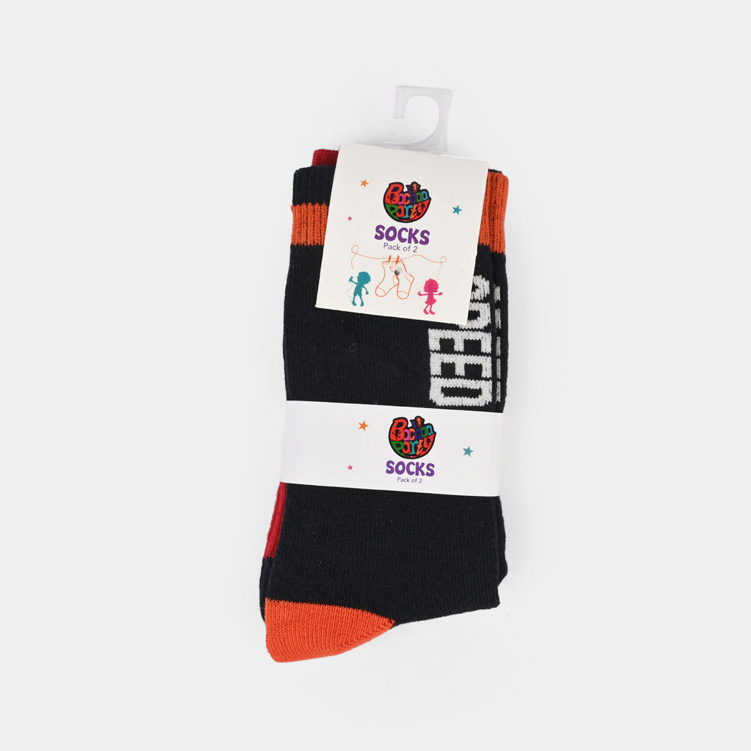 Boys Cotton Socks Pack of 2 (Speed) - Navy/Red