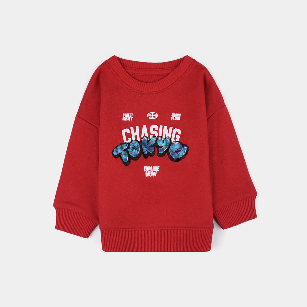 Infant Boys Cotton Terry Sweatshirt - Red