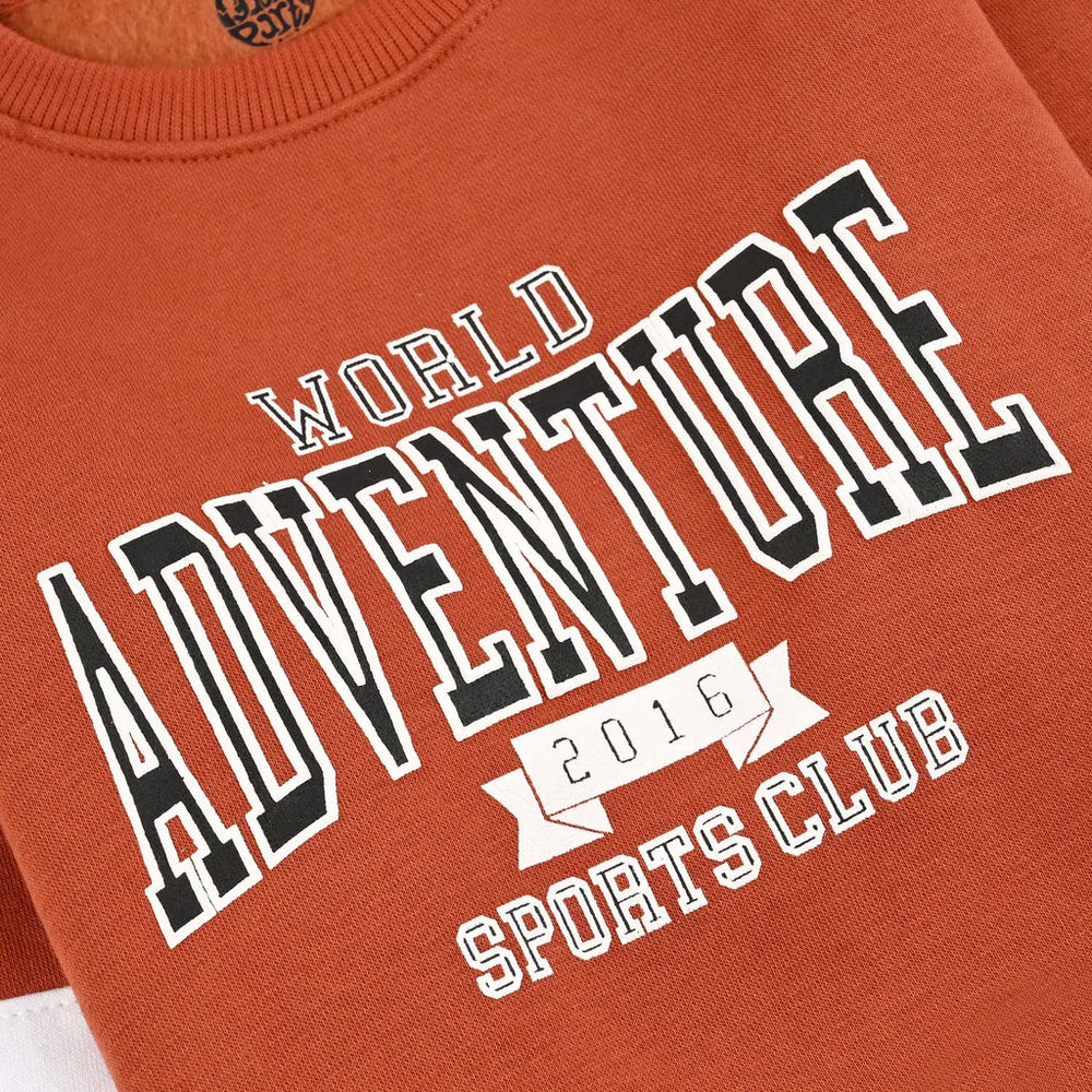 Teens Boys Fleece Sweatshirt World Adventure-Orange