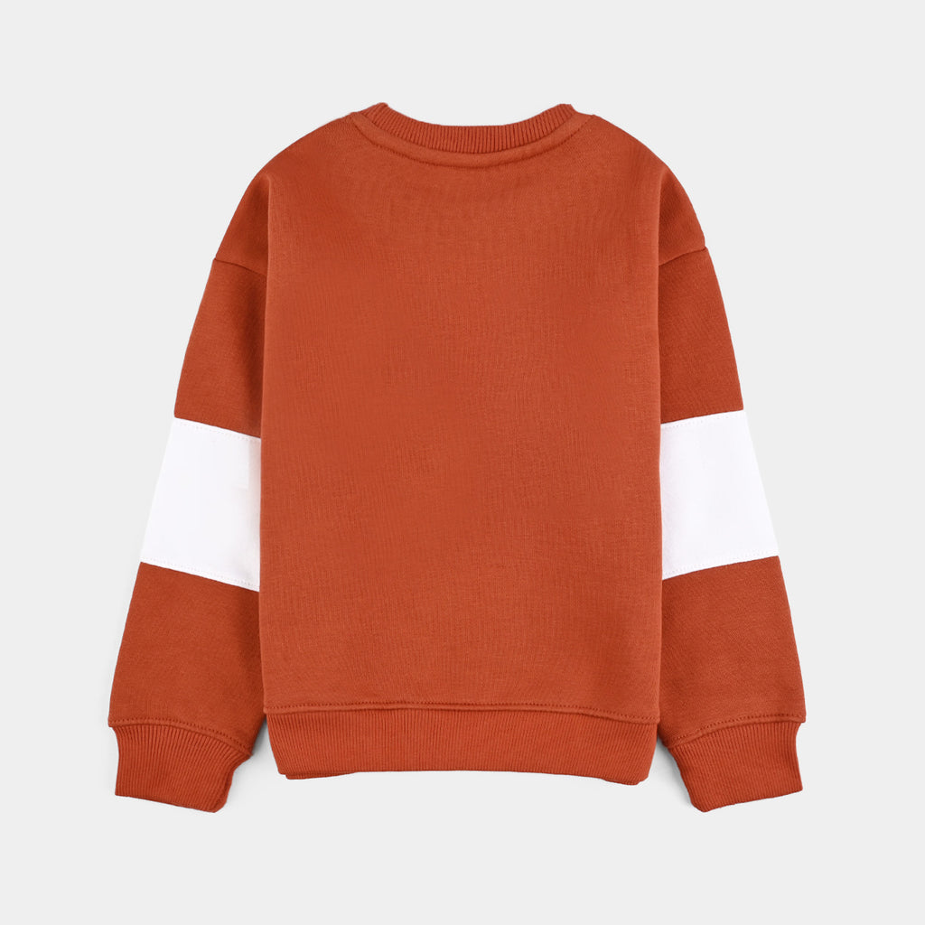 Teens Boys Fleece Sweatshirt World Adventure-Orange