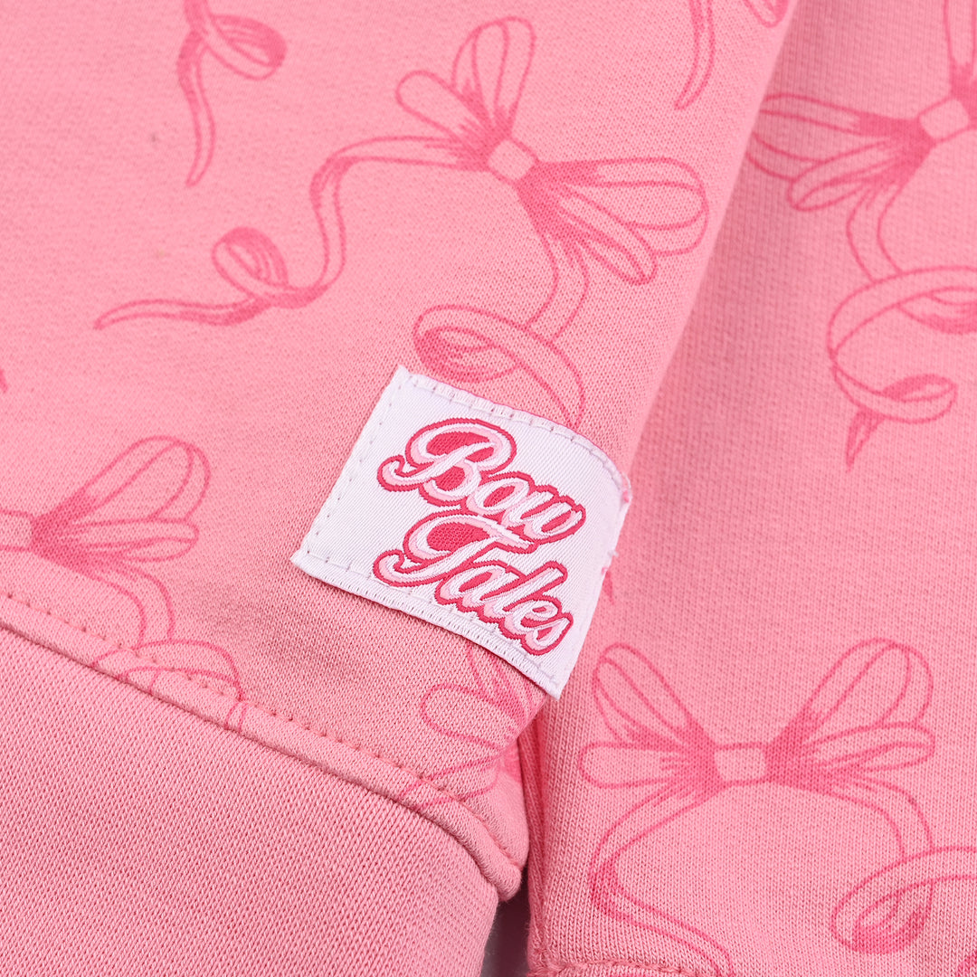 Girls Fleece Sweatshirt Bow-C.Pink