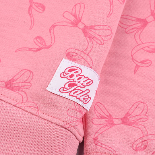 Girls Fleece Sweatshirt Bow-C.Pink