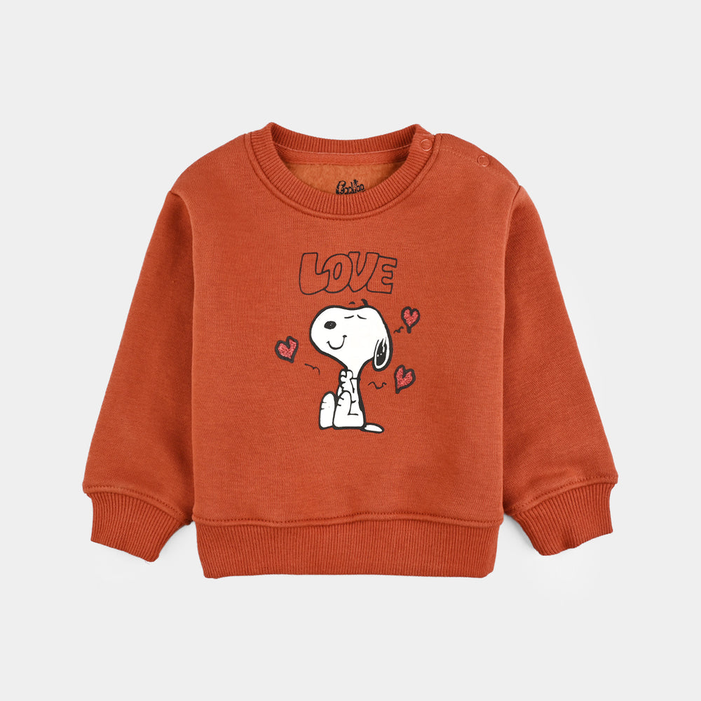 Infant Girls Fleece Sweatshirt (Love) - Orange