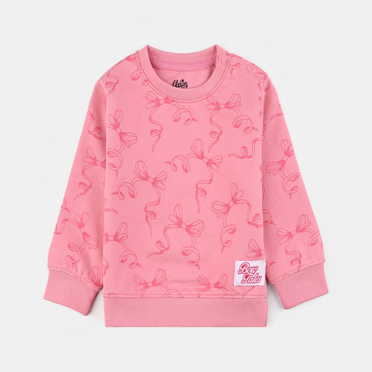 Infant Girls Fleece Sweatshirt Bow-Candy Pink