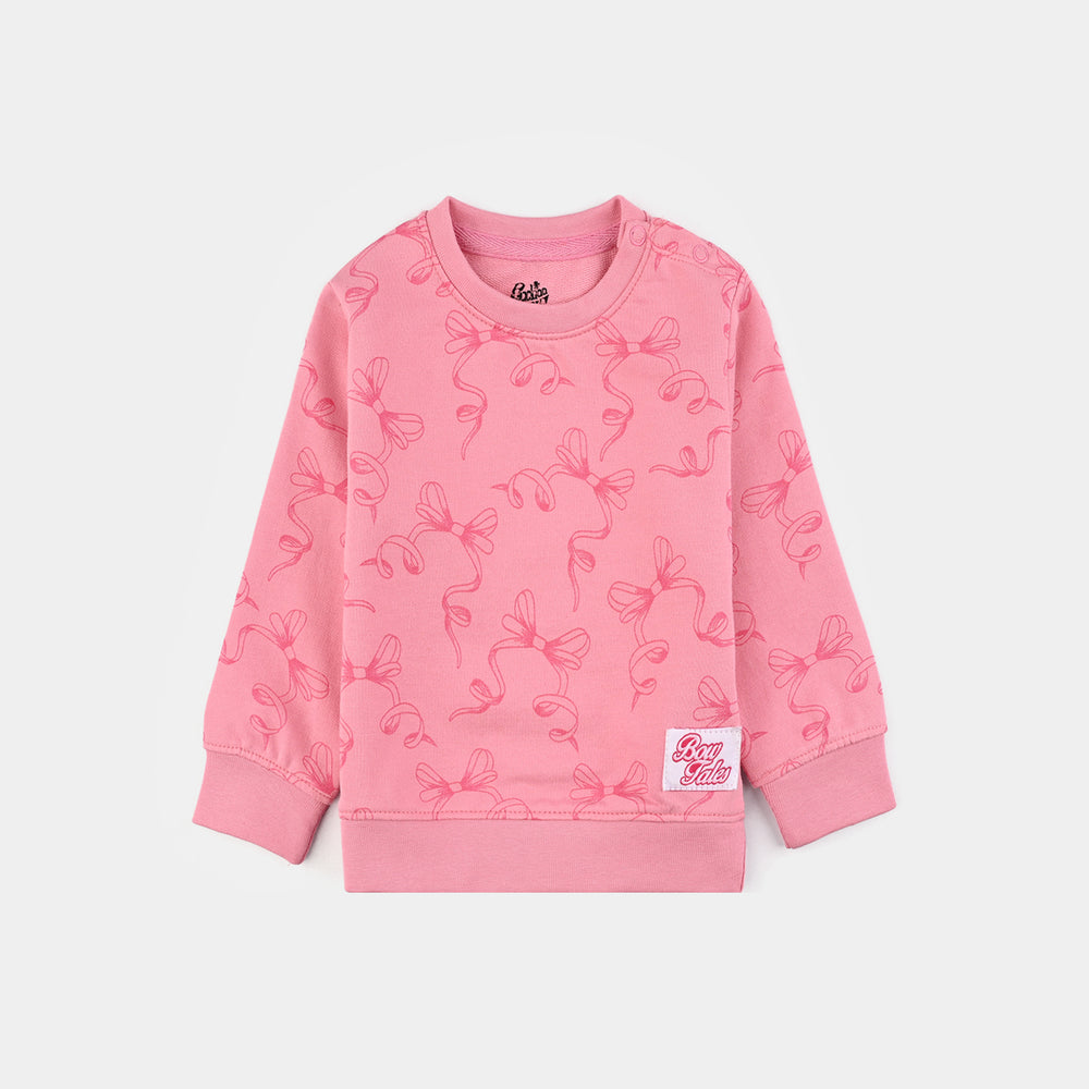 Infant Girls Fleece Sweatshirt Bow-Candy Pink