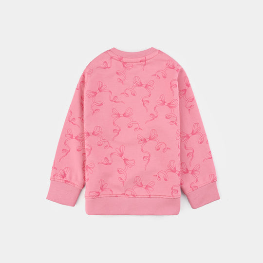 Infant Girls Fleece Sweatshirt Bow-Candy Pink