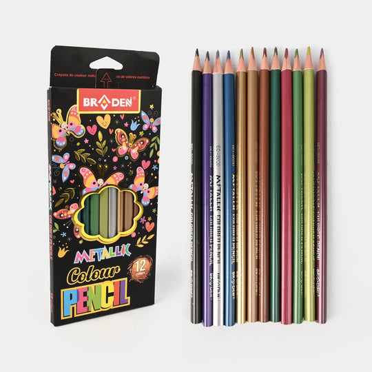 Metallic Colored Pencils | Smooth & Shiny Finish | 12PCs