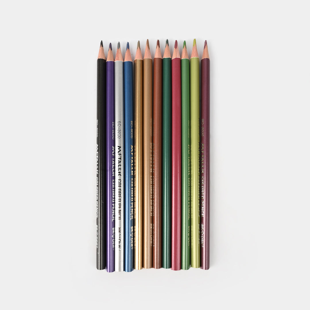 Metallic Colored Pencils | Smooth & Shiny Finish | 12PCs
