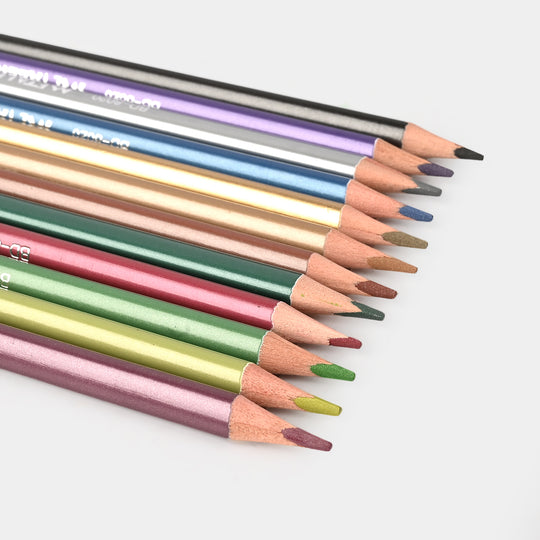 Metallic Colored Pencils | Smooth & Shiny Finish | 12PCs
