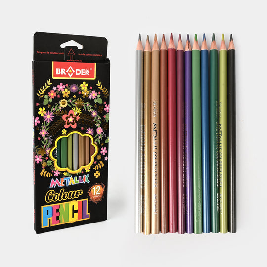 Metallic Colored Pencils | Smooth & Shiny Finish | 12PCs