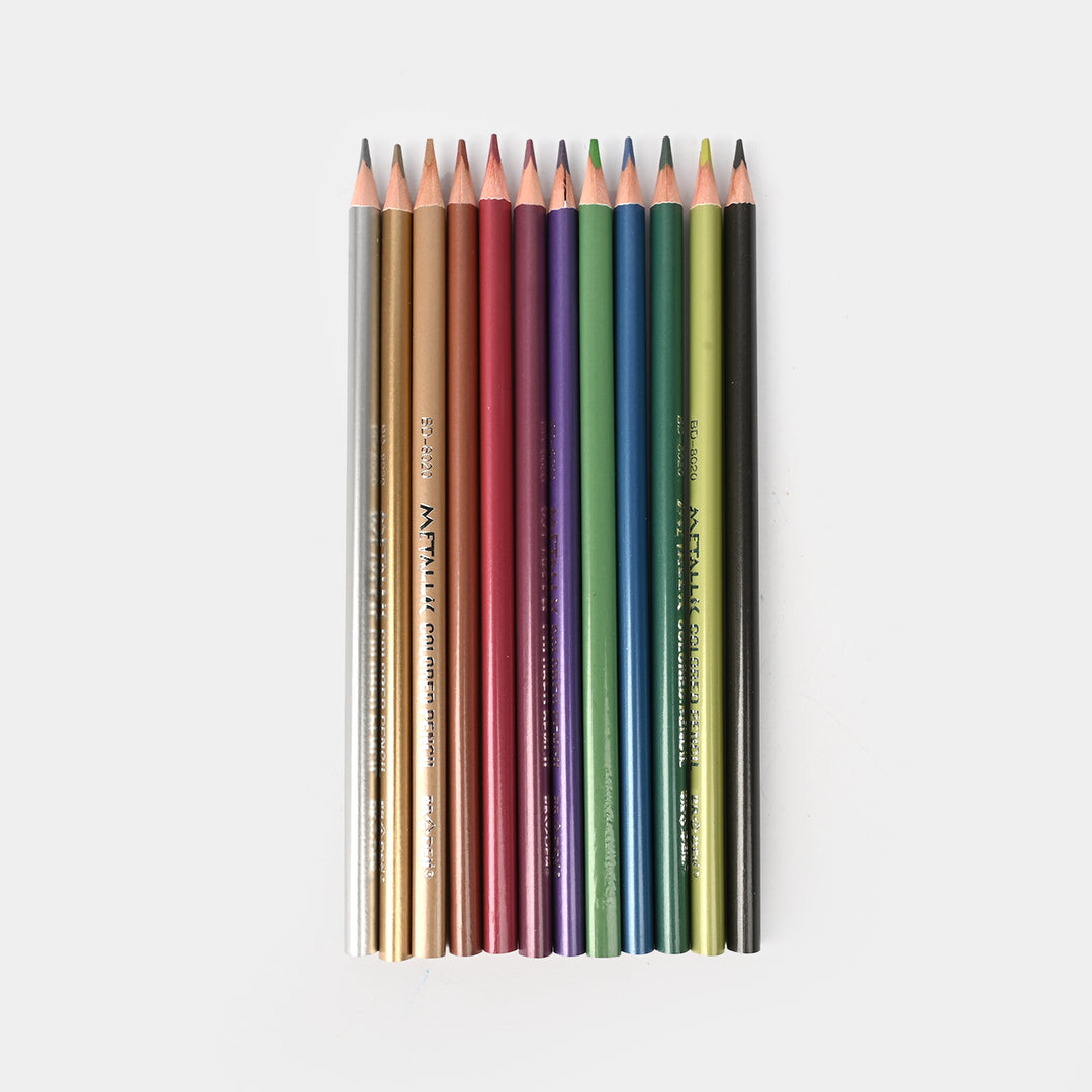 Metallic Colored Pencils | Smooth & Shiny Finish | 12PCs