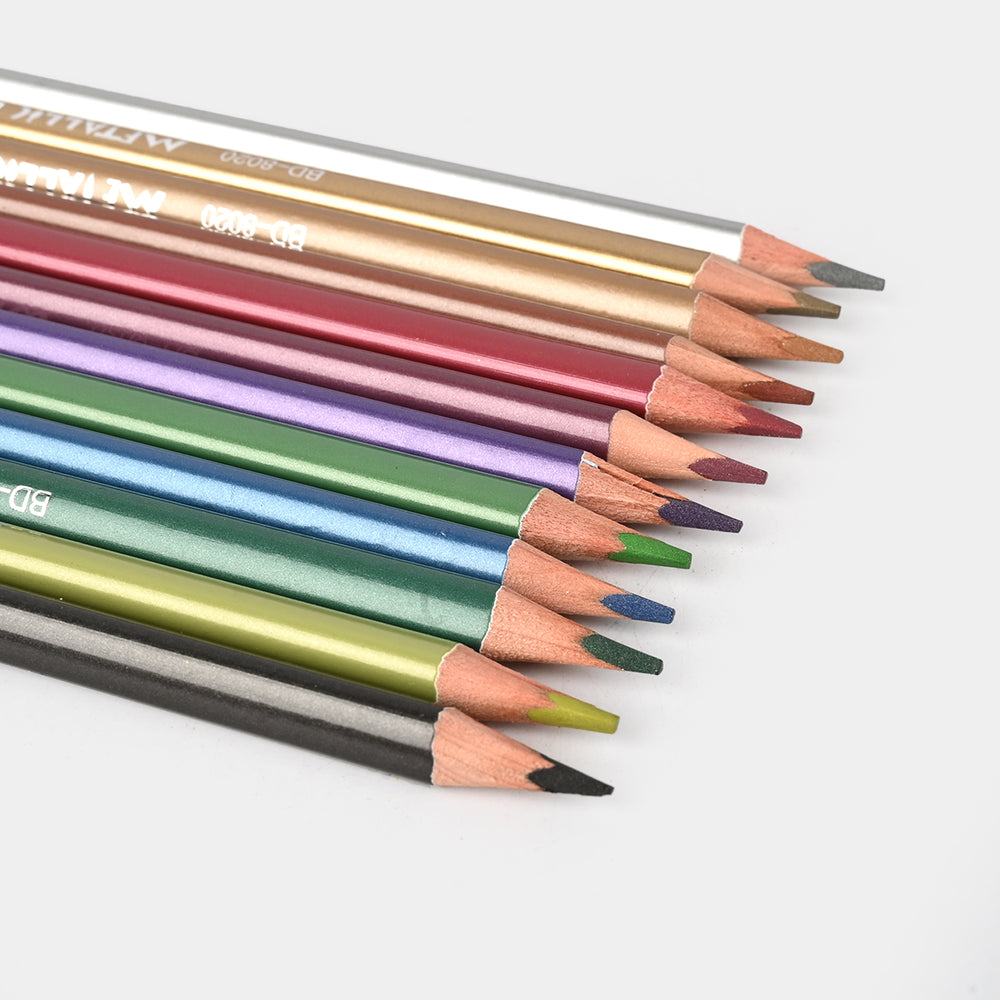 Metallic Colored Pencils | Smooth & Shiny Finish | 12PCs