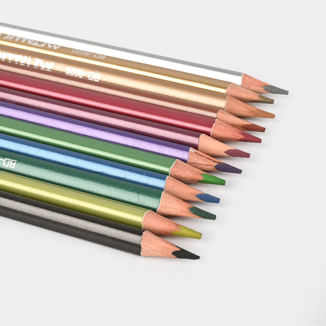 Metallic Colored Pencils | Smooth & Shiny Finish | 12PCs