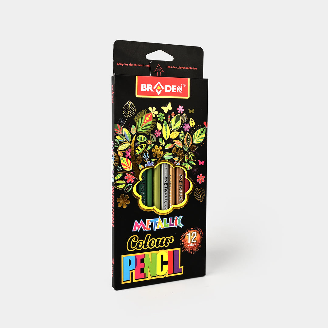 Metallic Colored Pencils | Smooth & Shiny Finish | 12PCs