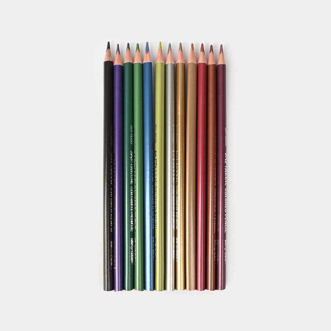 Metallic Colored Pencils | Smooth & Shiny Finish | 12PCs