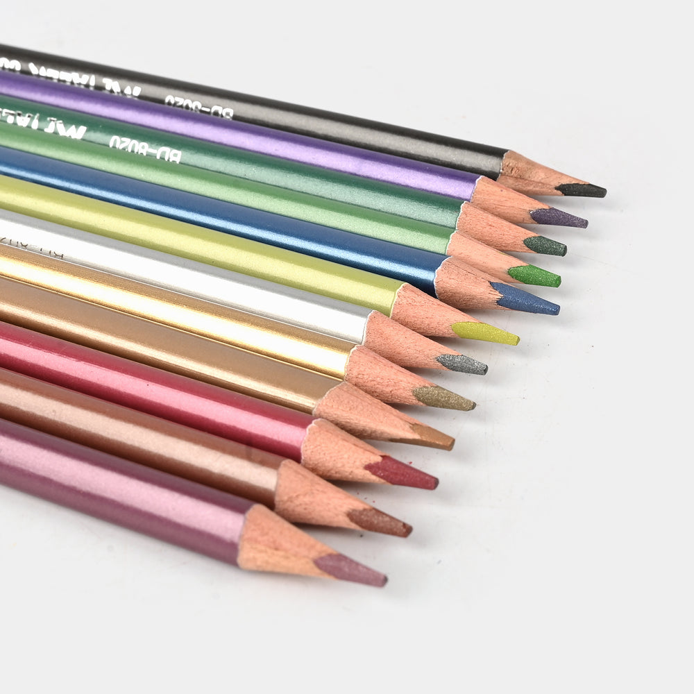 Metallic Colored Pencils | Smooth & Shiny Finish | 12PCs