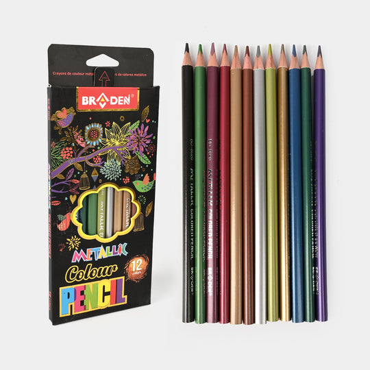 Metallic Colored Pencils | Smooth & Shiny Finish | 12PCs