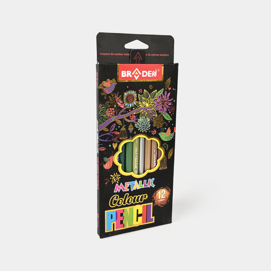 Metallic Colored Pencils | Smooth & Shiny Finish | 12PCs