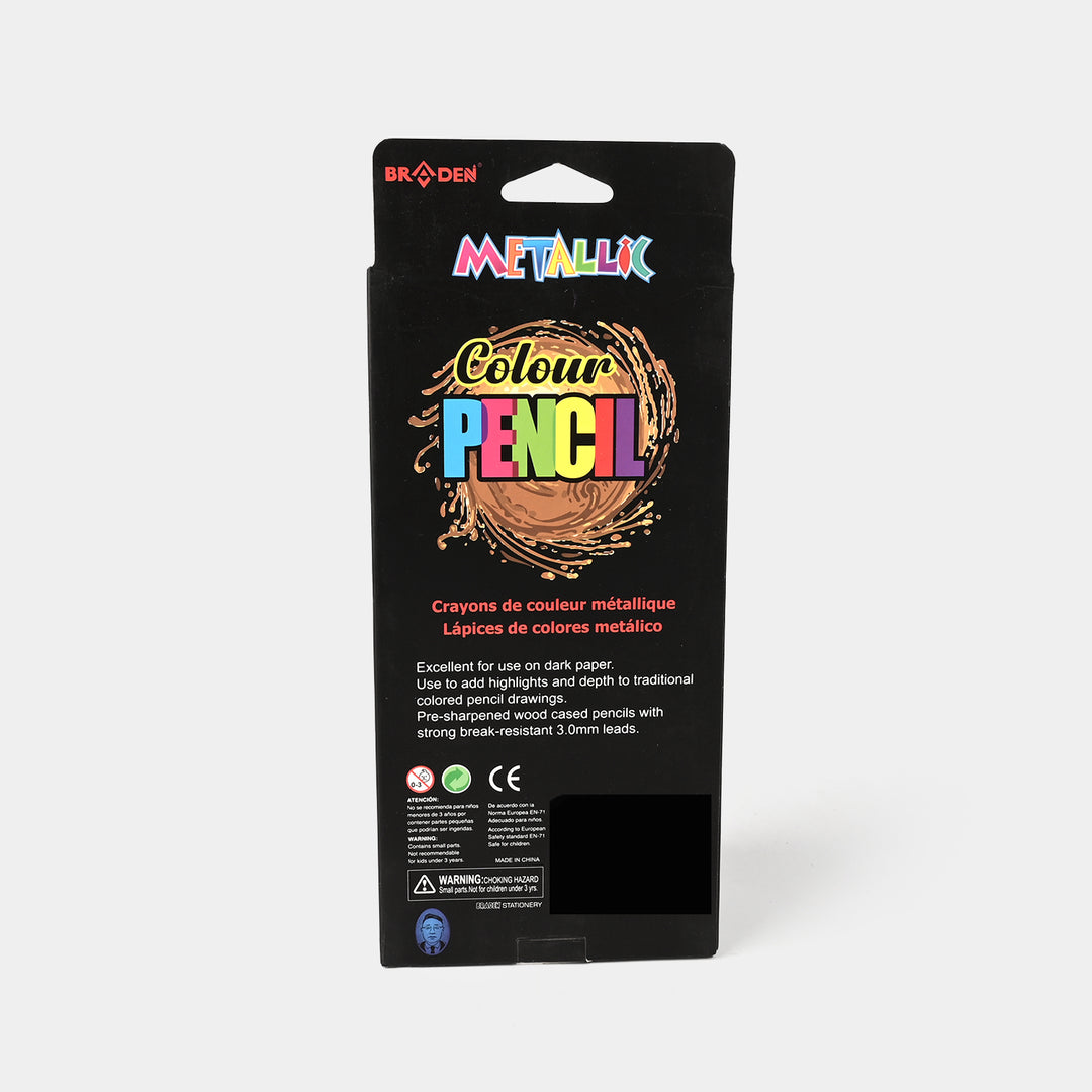 Metallic Colored Pencils | Smooth & Shiny Finish | 12PCs