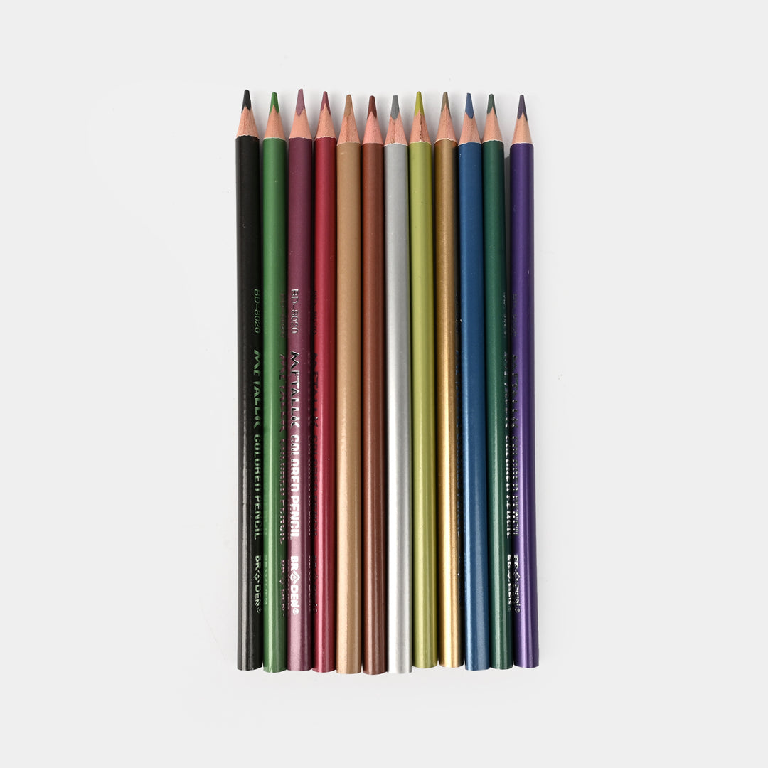 Metallic Colored Pencils | Smooth & Shiny Finish | 12PCs