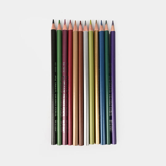 Metallic Colored Pencils | Smooth & Shiny Finish | 12PCs