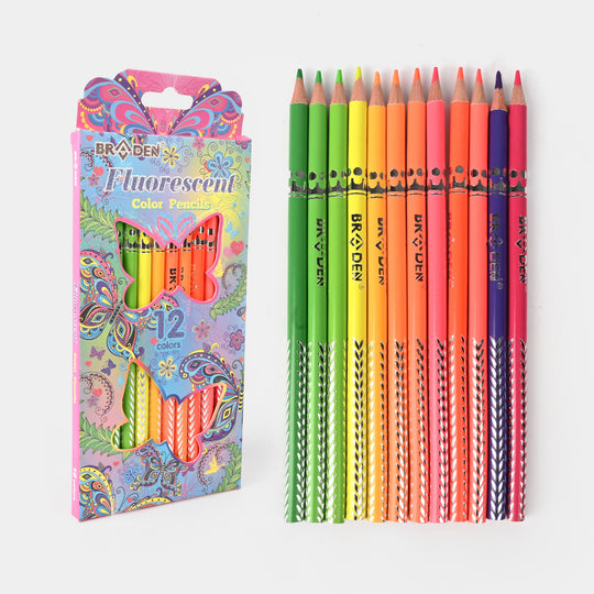 Braden Fluorescent 12 Color Pencils | Bright & Smooth