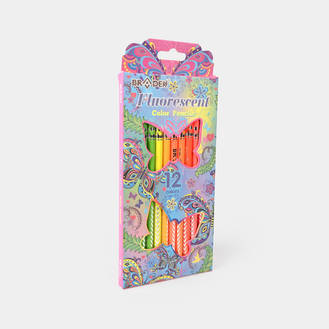Braden Fluorescent 12 Color Pencils | Bright & Smooth