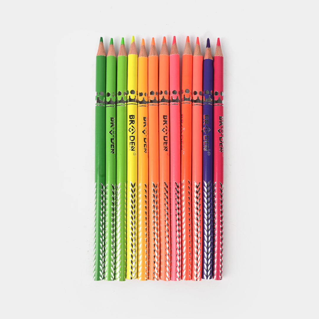 Braden Fluorescent 12 Color Pencils | Bright & Smooth