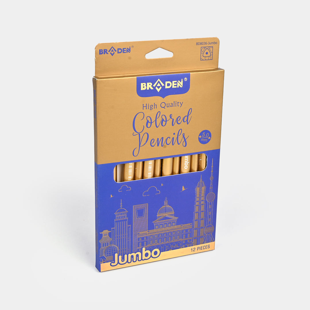 Braden Jumbo Color Pencils 12PCs For Kids