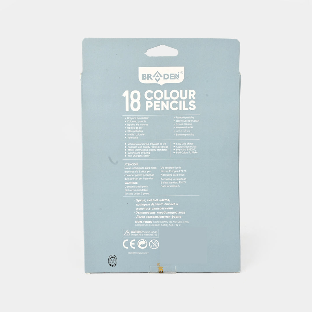 Braden Color Pencils 18PCs For Kids
