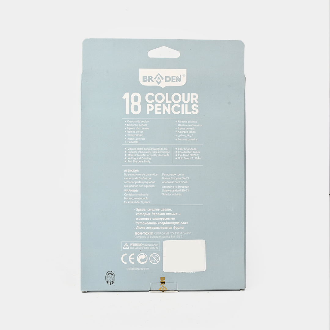 Braden Color Pencils 18PCs For Kids